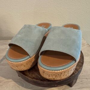 Fit Flop Eloise cork wrapped slide cool blue size 7